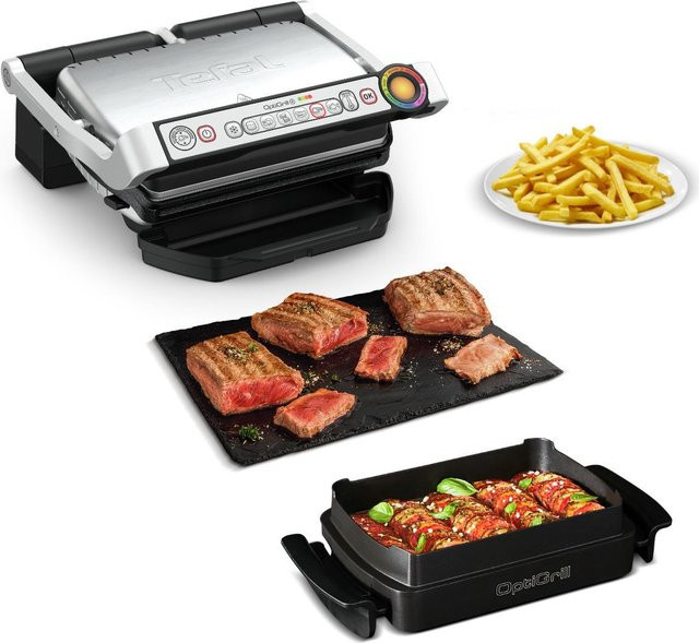 Tefal OptiGrill+ GC714D Kontaktgrill mit Sensor-Technologie in Silber und Schwarz - Bild 1