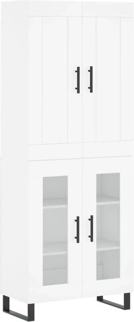 vidaXL Highboard Weiß mit Glastüren aus Holzwerkstoff, Eisen und Glas, B/T/H: 69,5 x 34,0 x 180,0 cm - Bild 1