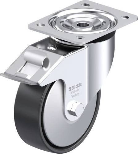 Blickle Stahlblech-Lenkrolle 952313 L-PP 150K-FI-FA in Schwarz und Silber mit 150 mm Rad-Durchmesser und 300 kg Tragfähigkeit - Bild 1