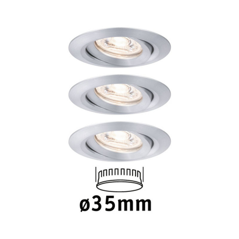 Paulmann Nova mini Coin LED-Einbauleuchte 3er Set, silberfarben, warmweiß, schwenkbar, IP23 - Bild 3
