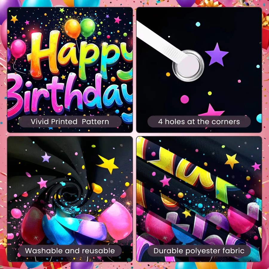 OURFETE Happy Birthday Banner und Ballon-Dekoration in Bunt für deine Geburtstagsfeier - Bild 2
