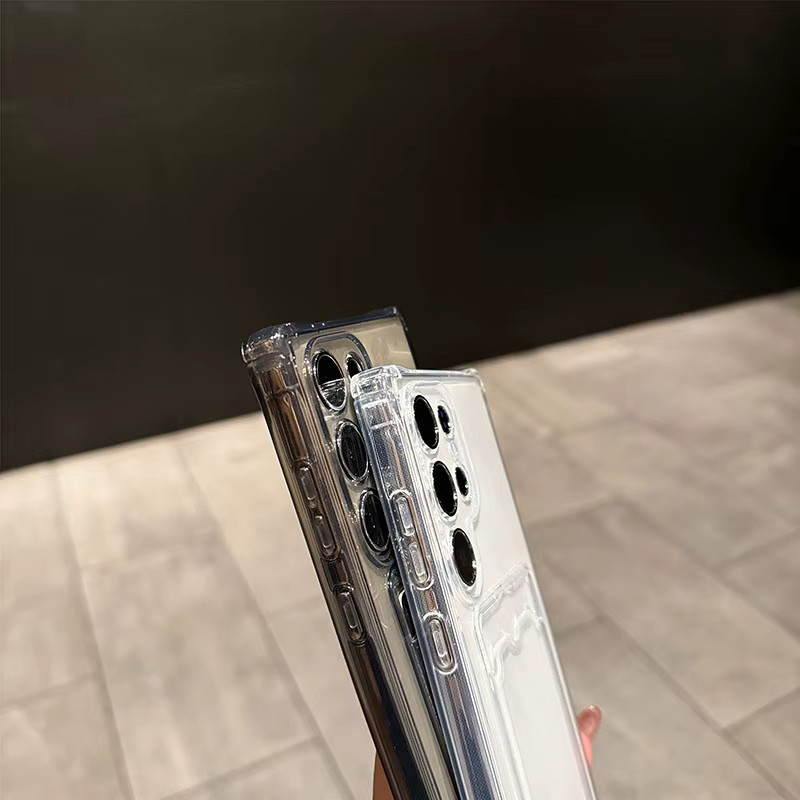 Samsung Handyhülle aus Soft-TPU mit Kartenfach und Anti-Sturz-Schutz, transparent/blau, passend für Samsung Galaxy S26 Ultra, S25 Ultra, S24 Ultra, S23 Ultra, S22 Ultra sowie S25 Plus, S24 Plus, S23 Plus, S22 Plus und die A-Serie A57, A56, A55, A54, A53, - Bild 1