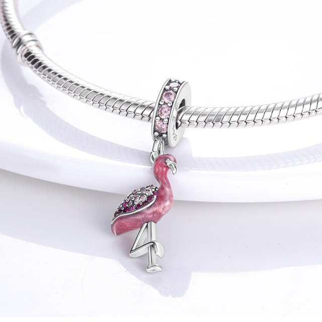 Charm Flamingo Tieranhänger, Silber, Zirkonia, Damen - Bild 1