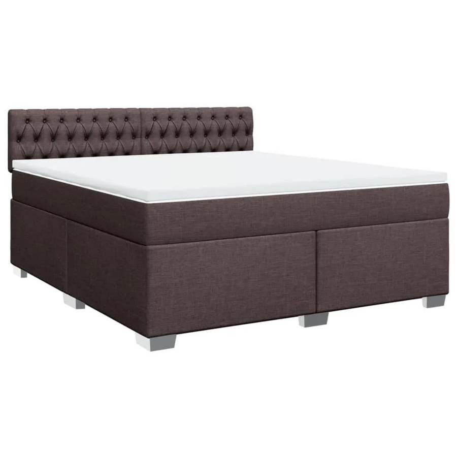vidaXL Boxspringbett mit Matratze Hybrid-Design in Dunkelbraun und Weiß, B/T: 180 x 200 cm - Bild 2