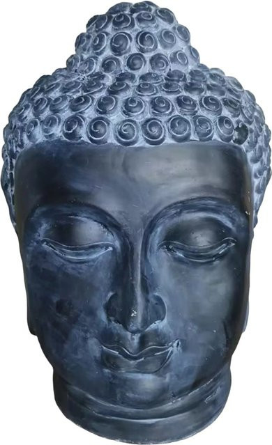 Relaxdays Buddha Kopf aus Polyresin in Anthrazit, asiatische Deko-Figur wetterfest und UV-beständig, H x B x T: 55 x 36 x 32 cm - Bild 1