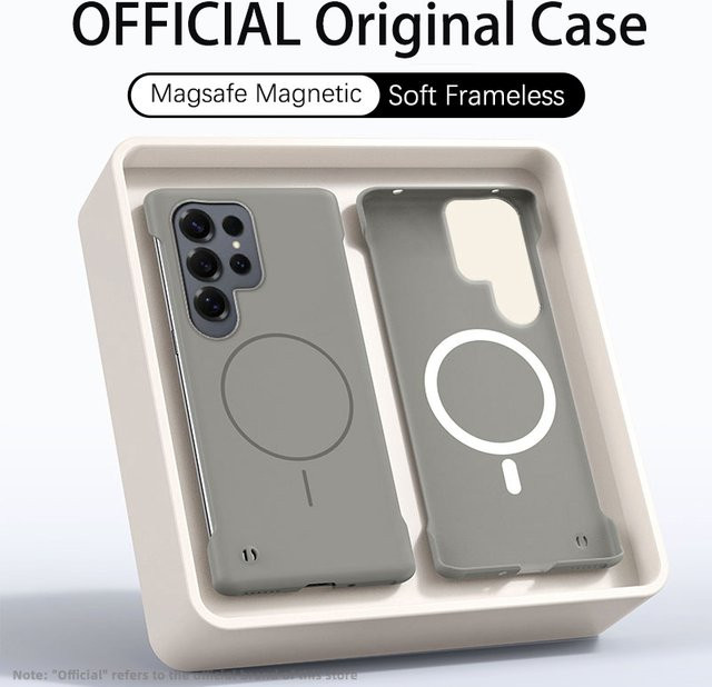 Fudusaidman Rahmenlose MagSafe Schutzhülle für Samsung Galaxy S26 S25 S24 S23 S22 Ultra Plus in Beige - Bild 1