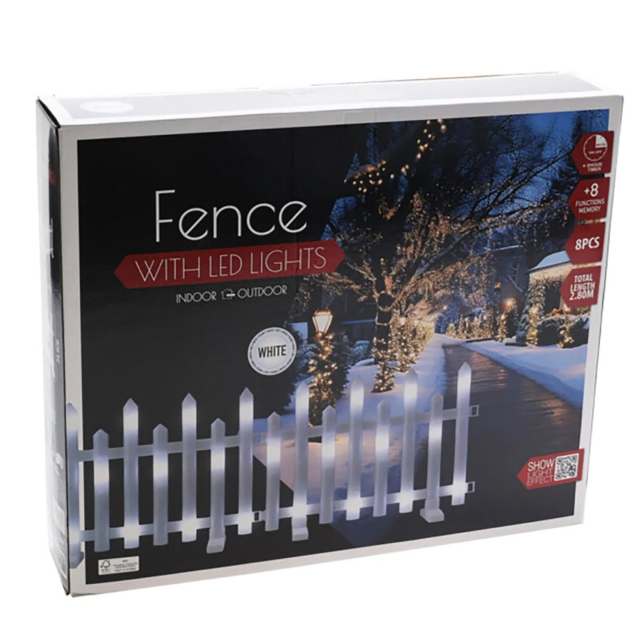 8-teiliges LED-Zaunlicht-Set für Außen in Weiß mit Kaltweiß, IP44, B/T/H: 35,6 x 1,0 x 24,4 cm - Bild 2