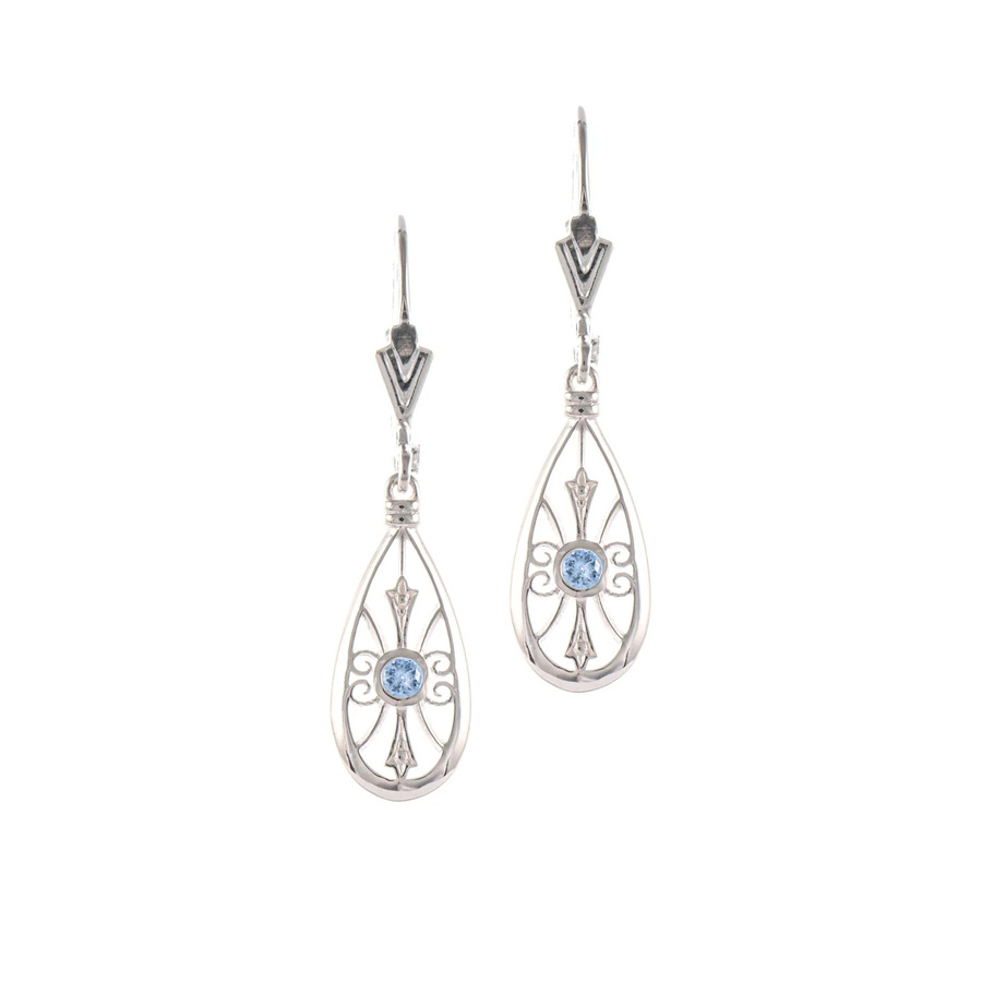 Ohrringe 925 Silber, Zirkonia, hellblau - Bild 1