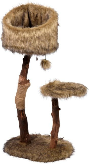 Dobar Design-Katzenmöbel Sunny Kratzbaum aus Pappelholz und Naturholzstämmen in Braun B/T/H: 50 x 40 x 104 cm - Bild 1