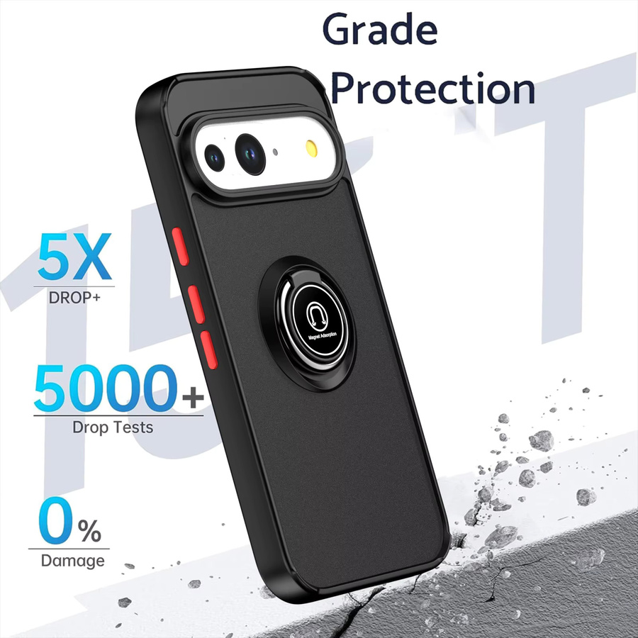 Stoßfeste MagSafe Handyhülle mit Magnetring und Ständer für Google Pixel 9 Pro XL, 10 Pro, 8, 7, 6 Pro in Schwarz und Grün - Bild 3