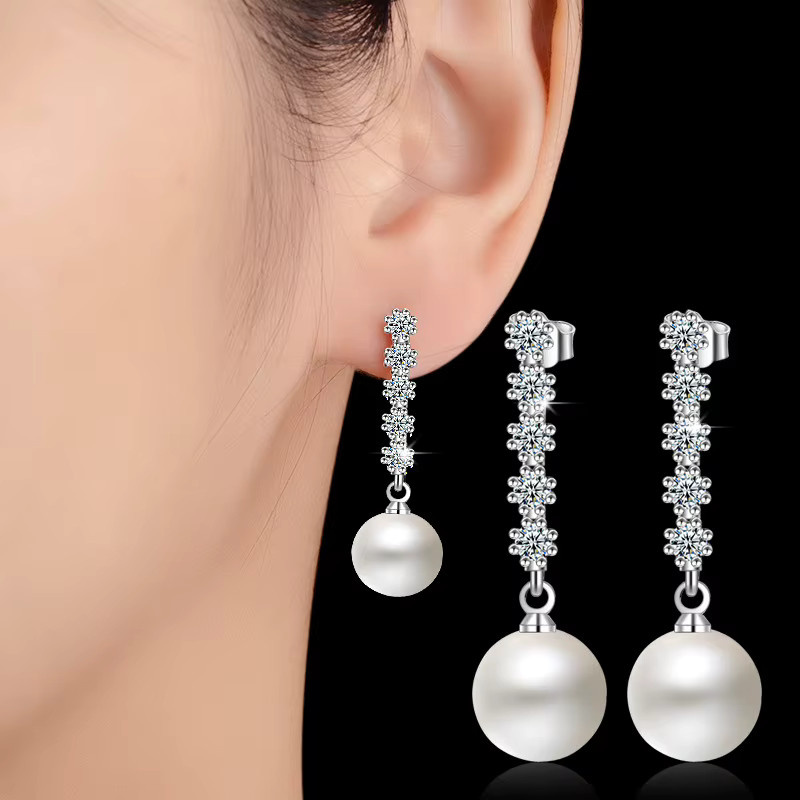 YDSMOSO Moissanit-Ohrringe, 925 Silber, Perle, Damen - Bild 2