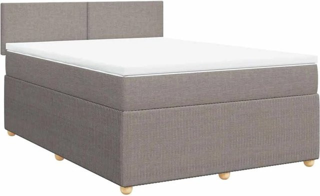 vidaXL Boxspringbett mit Matratze Hybrid-Design in Taupe, B/T: 140 x 200 cm - Bild 1