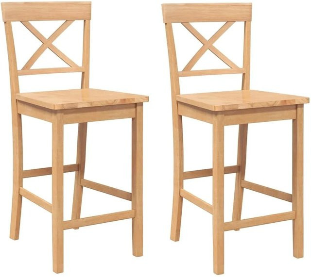 vidaXL Barhocker 2er Set aus Massivholz Gummibaum in Braun - Bild 1