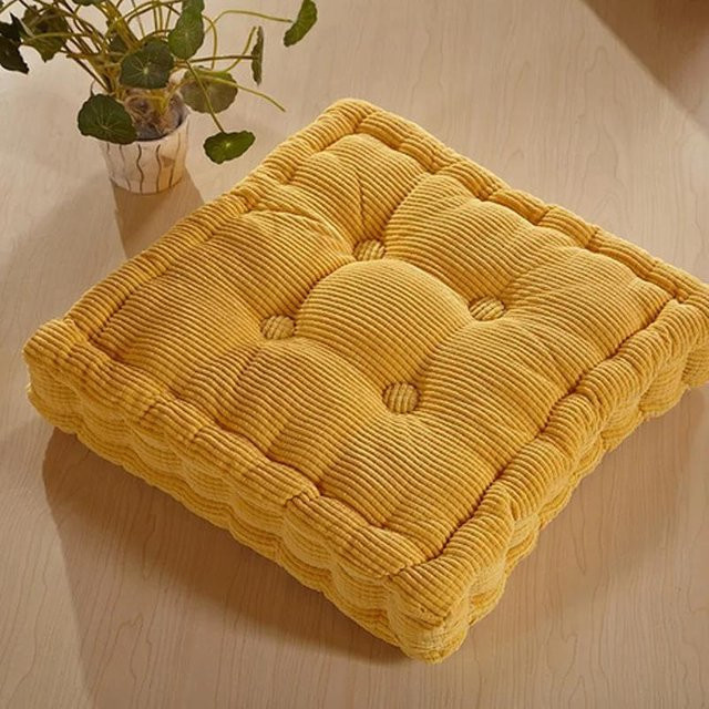 Tatami Kissen aus Mais-Samt in Gelb, quadratisch, B/B: 38 x 38 cm - Bild 1