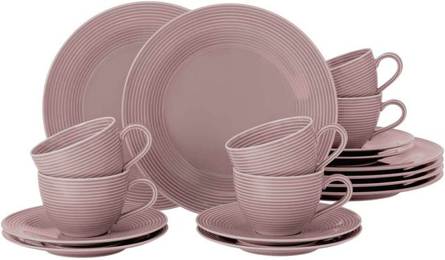 Seltmann Weiden Kaffeeservice Beat Color Glaze aus Porzellan, 18-teilig, Pink - Bild 1