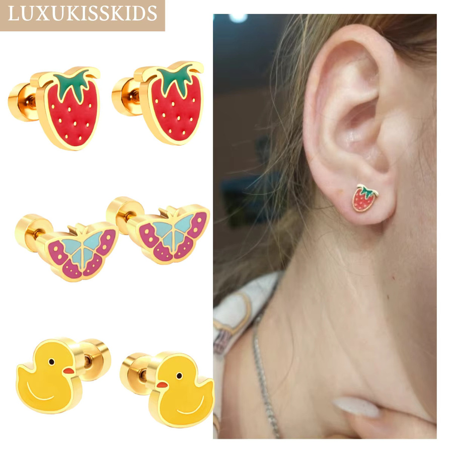 LUXUKISSKIDS Ohrstecker, Edelstahl, Gold, Damen - Bild 2