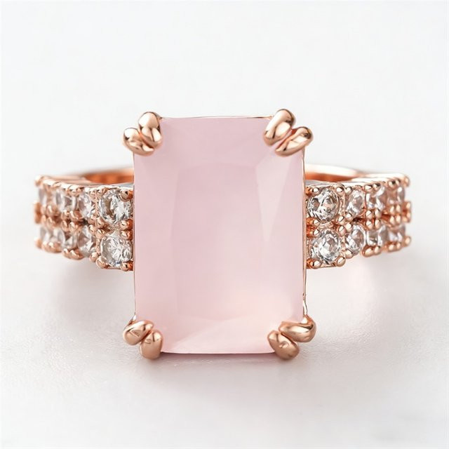 Huitan Verlobungsring Roségold, rosa Stein, Zirkonia - Bild 1