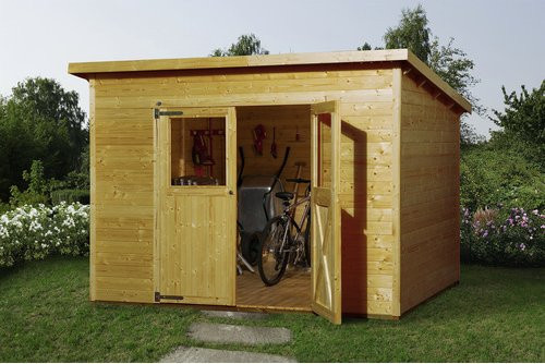 WEKA Gartenhaus 325 Gr.4 aus Holz mit Pultdach in Eiche Hell beige B/H/T: 323 x 223 x 250 cm - Bild 3