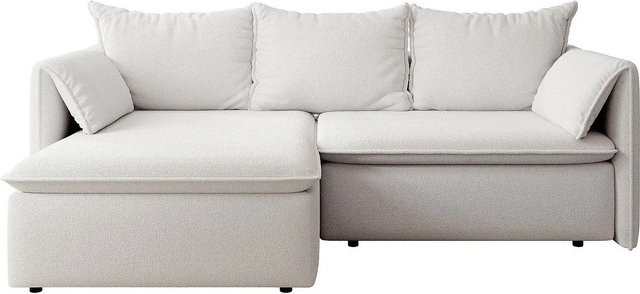 Vente-unique Schlafsofa Teodora in Beige mit L-Form und Armlehnen, Breite: 230 cm - Bild 1