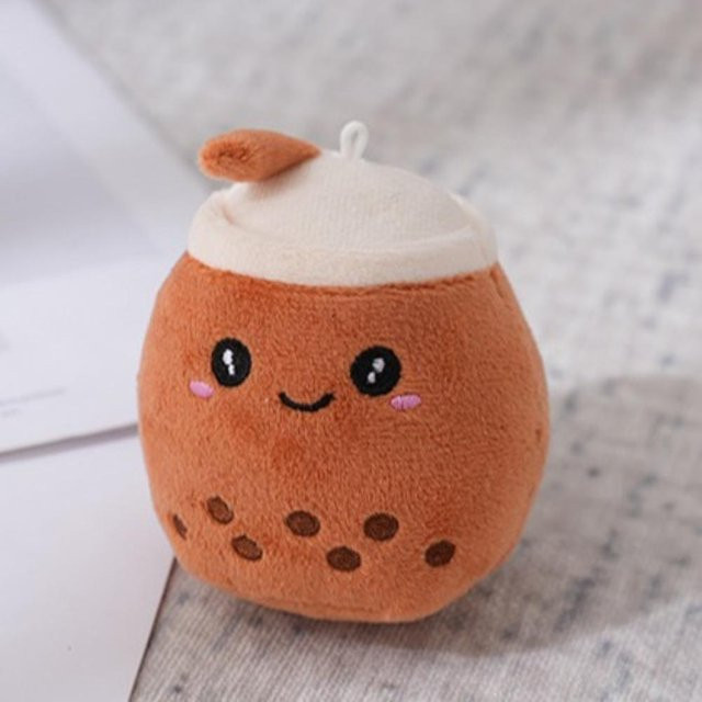 Linyi toy Bubble Tea Becher Plüschtier, Milchtee Rucksack Plüsch Anhänger, Braun, 11cm - Bild 1