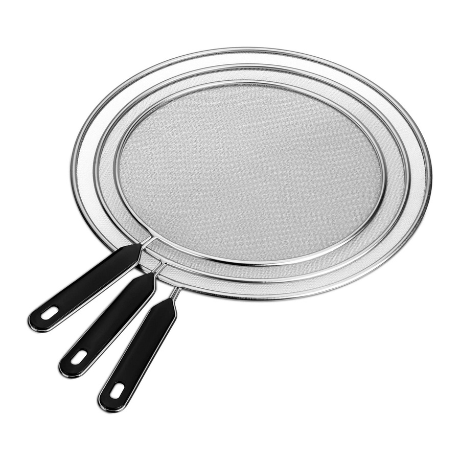Relaxdays Pfannenspritzschutz aus Edelstahl in Schwarz und Silber, feinmaschig, 3er Set, B: 47 cm, T: 33 cm, H: 1 cm - Bild 1