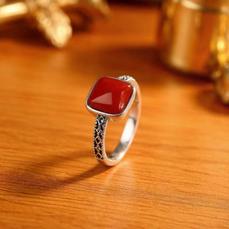 Ring 925 Silber, roter Edelstein, Damen - Bild 4