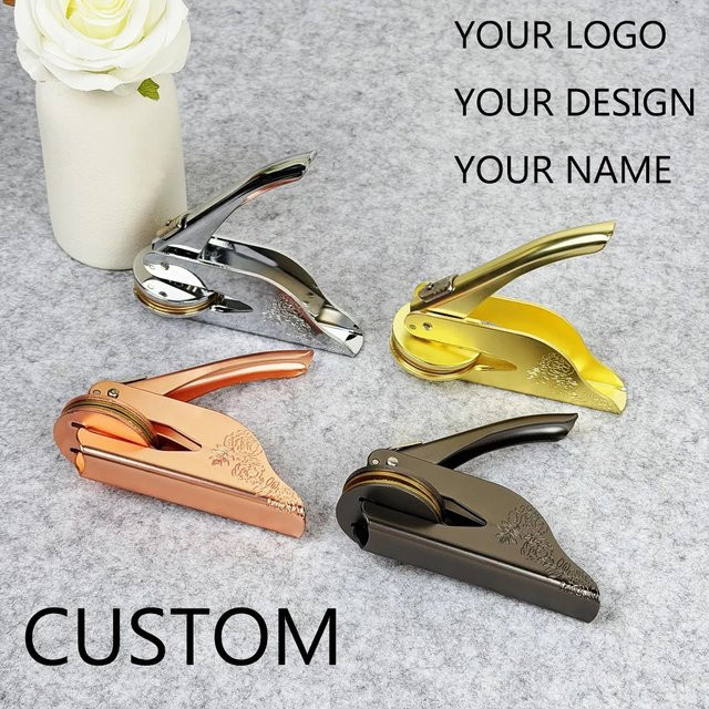 Personalisierter Buchprägestempel aus Metall in Silber mit individuellem Text- oder Logo-Design für Bücher, Visitenkarten und Papierdokumente - Bild 1