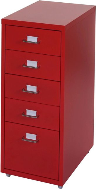 PROREGAL Rollcontainer Housten mit 5 Schubladen in Rot, B/T/H: 69 x 28 x 41 cm - Bild 1