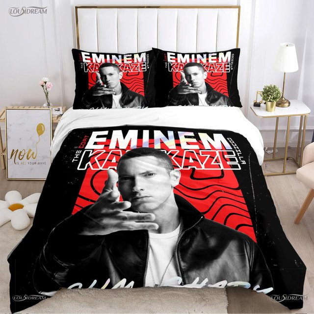 Somelli Bettwäsche Set Casal Eminem Musik Schwarz aus Mikrofaser mit Bettbezug und Kissenbezügen B/H: 150 x 200 cm - Bild 1