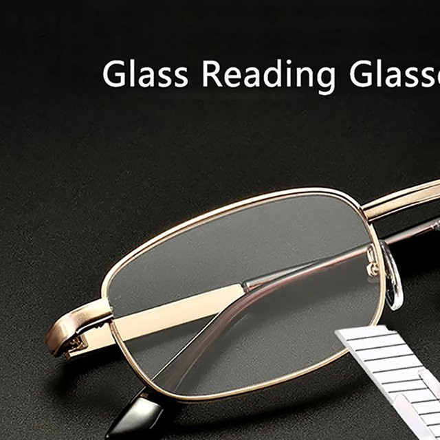 ISENGHUO Lesebrille, Vollrand, Quadrat, Metall, Gold, Männer - Bild 1