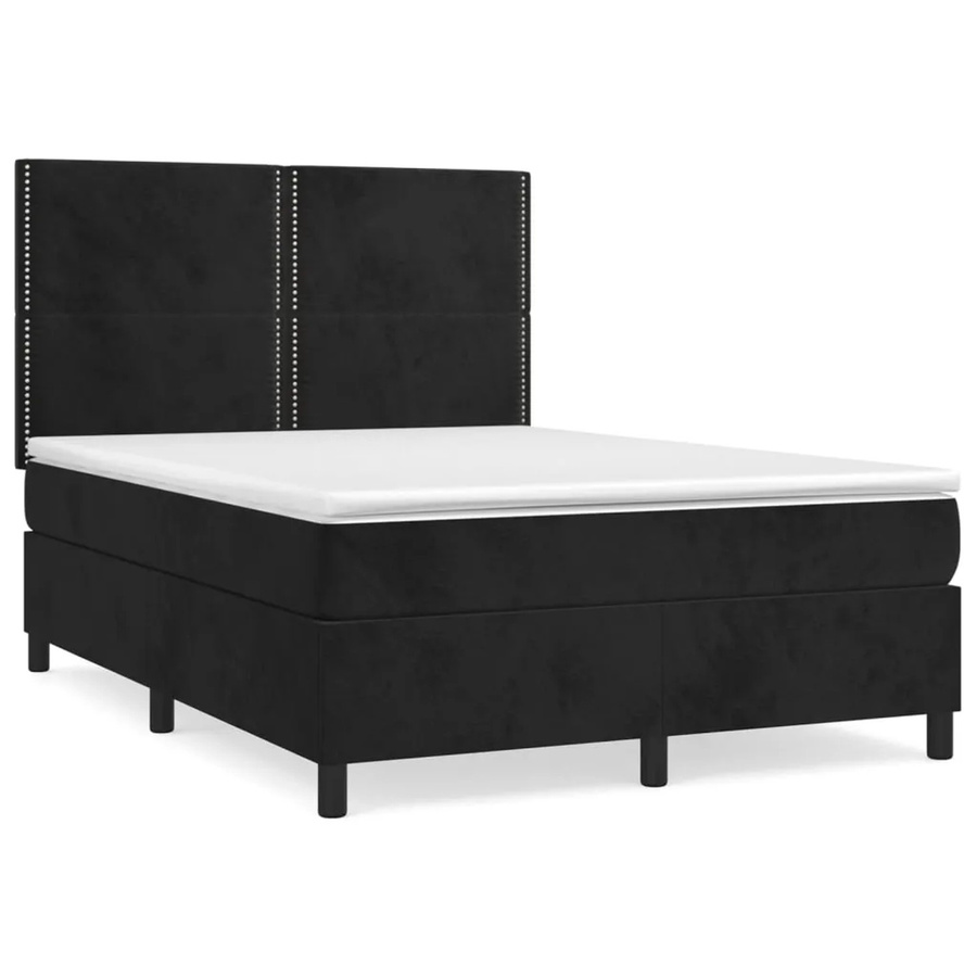 vidaXL Boxspringbett mit Matratze Schwarz Samt B/T: 140 x 200 cm - Bild 2