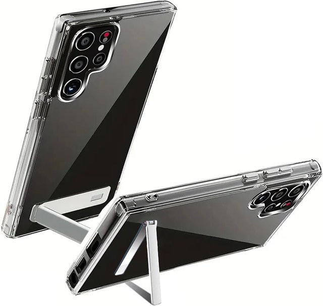 UYUXIO Kristallklare Handyhülle mit integriertem Ständer für Samsung Galaxy S25 S24 S23 Ultra S22 Plus, Farbe: Transparent - Bild 1