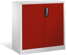 C+P Akten-Sideboard Acurado mit Drehtüren, 2 Ordnerhöhen, Front Rubinrot, Korpus Lichtgrau, H: 100 cm, B: 93 cm, T: 50 cm - Bild 1