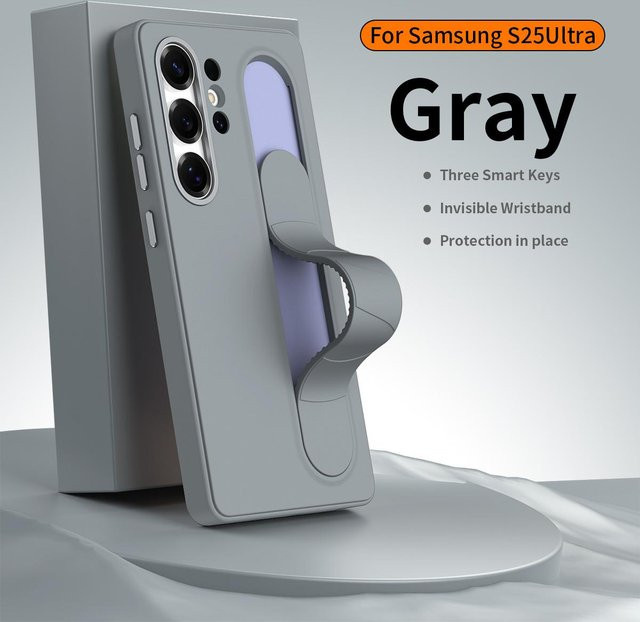 Samsung Silikon Elastisches Ständer Armband Schutzhülle für Galaxy S26 Ultra S25 Plus S24 S23 S24+ in Beige - Bild 1