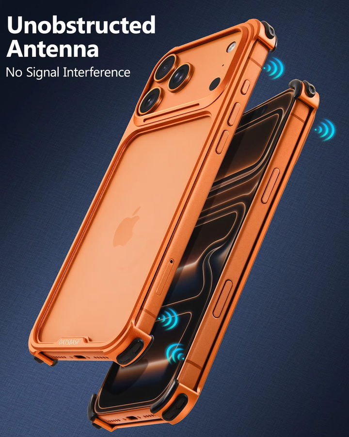 Eary Metall-Handyhülle für iPhone 17 Pro und iPhone 17 Pro Max in Orange, Rahmenloser Bumper-Schutz mit Stoßfestigkeit und Anti-Fall-Funktion - Bild 2