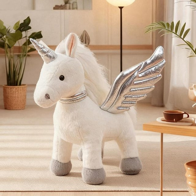 Fliegendes Einhorn-Stofftier, weiße Einhorn-Puppe, 50cm, ab 14 Jahren - Bild 1