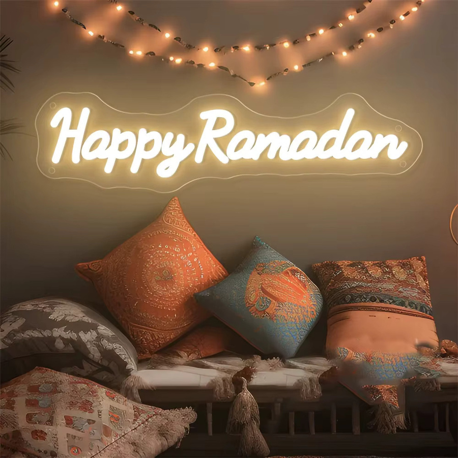 Ramadan Eid Mubarak LED Neon-Leuchtreklame zur Wanddekoration in Weiß - Bild 2