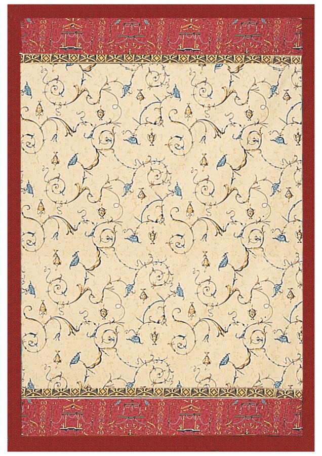 Bassetti Plaid OPLONTIS Decke mit floralem Muster in Rot, Gold und Beige aus Baumwolle und Polyester, Oeko-Tex Standard 100 zertifiziert - Bild 1
