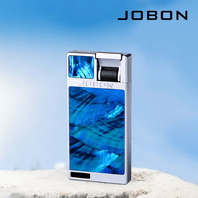JOBON Flat Blue Flame Feuerzeug in Multicolour mit visuellem Gasfenster und schillerndem Körper - Bild 1