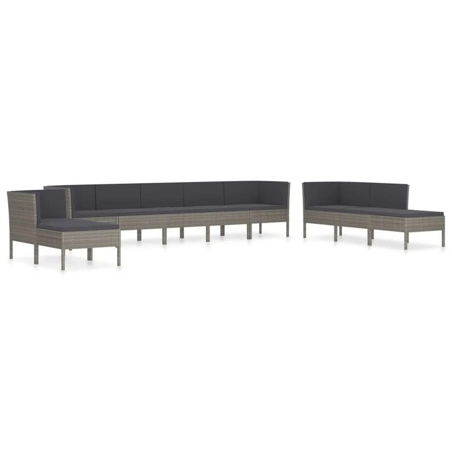 vidaXL 10-tlg Garten-Lounge-Set aus Poly Rattan in Anthrazit mit Auflagen und Kissen - Bild 2