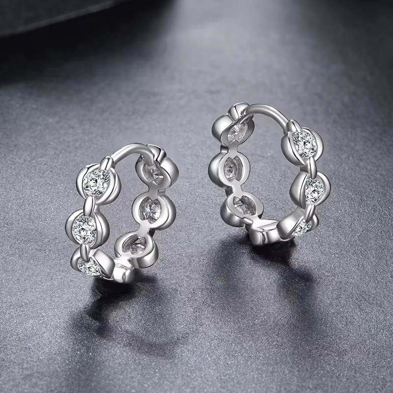 Bamoer U Creolen, 925 Sterlingsilber, Moissanit, Damen - Bild 2