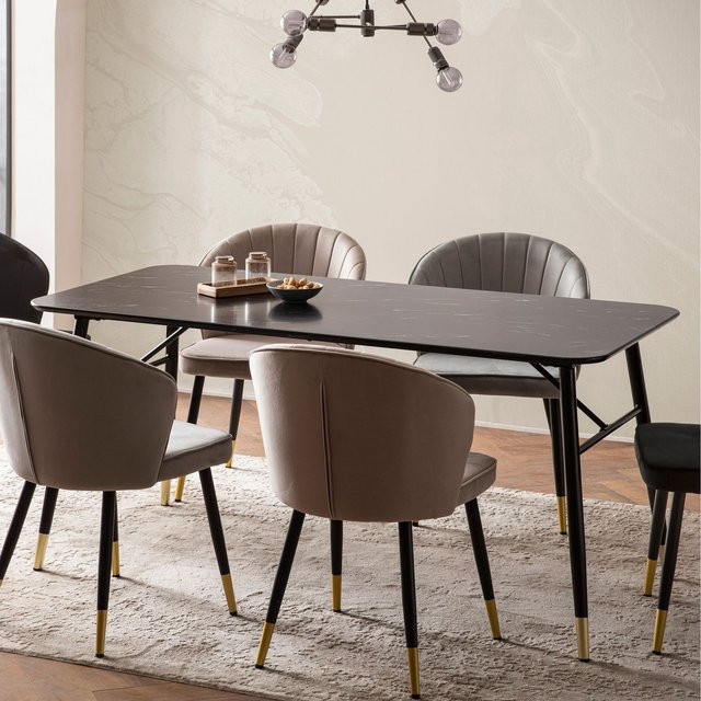 FineBuy Esstisch in Marmor-Optik, rechteckiger Küchentisch Schwarz, B: 120 cm, T: 60 cm, H: 76 cm - Bild 1
