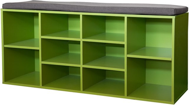 HTI-Living Garderobenbank mit Schuhregal und Sitzkissen in Grün, B/T/H: 150 x 30 x 48 cm - Bild 1