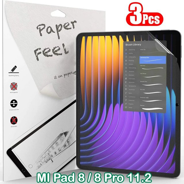 3er Pack Xiaomi Bildschirmmatte Folie mit Papiergefühl für Xiaomi Pad 8, Pad 7 Pro und Mi Pad 6/6s Pro, 11,2 bis 12,4 Zoll, transparent, kratzfest - Bild 1