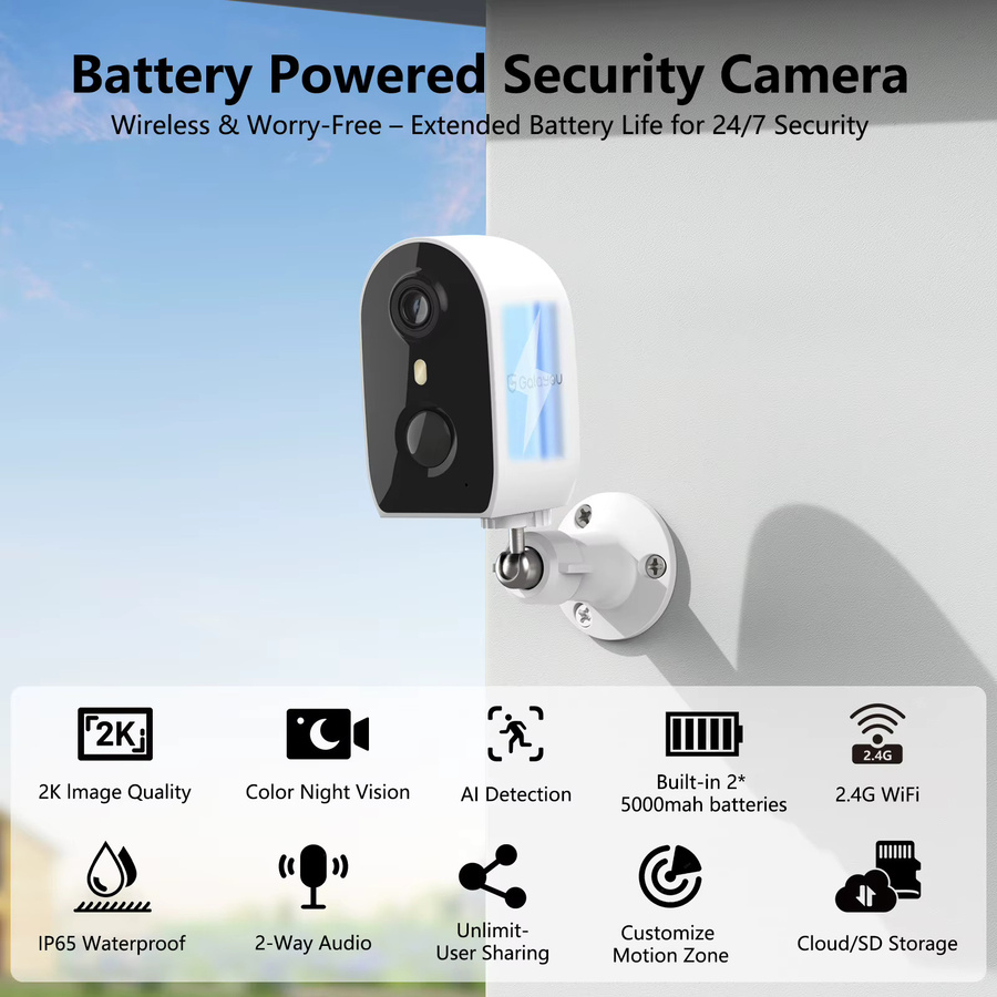 Wansview Drahtlose WiFi Überwachungskamera für den Außenbereich in Weiß mit 2K 3MP Auflösung, PIR-Personenerkennung, Bewegungserkennung, Zwei-Wege-Audio und Farbnachtsicht - Bild 2
