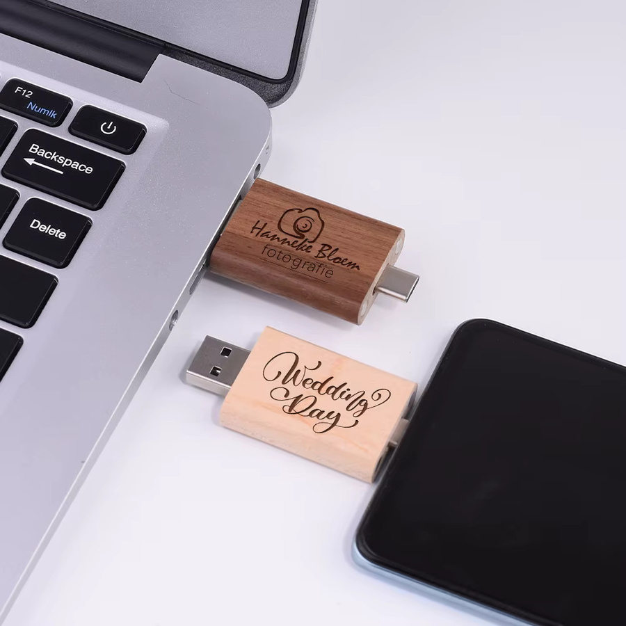 JASTER USB-C USB 3.0 Flash-Laufwerk aus Bambus Holz in Braun - Bild 3