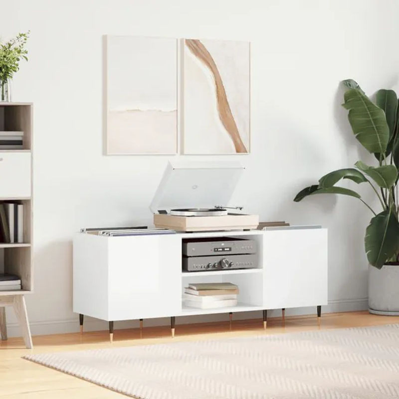 Vidaxl CD-Schrank in Weiß mit Scharniertüren und Aufbewahrungsmöglichkeiten, B/T/H: 121 x 38 x 48 cm - Bild 1