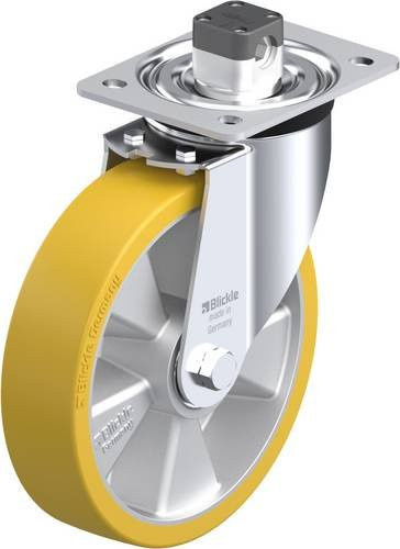 Blickle Lenkrolle L-ALTH 200K-CS11 mit Feststeller in Silber und Gelb, Rad-Durchmesser: 200 mm, Tragfähigkeit: 400 kg - Bild 1
