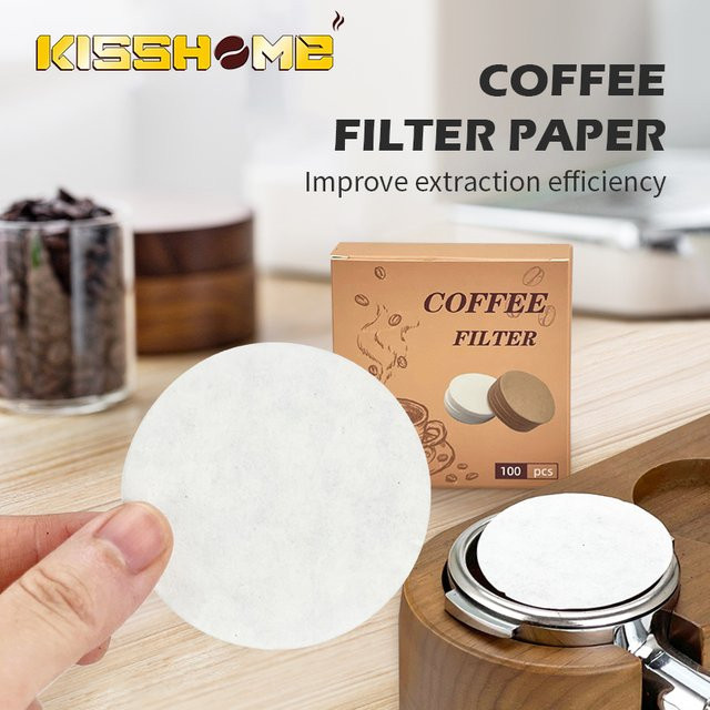 Kisshome Runde Einweg Kaffeefilter aus Papier für Espresso-Siebträger in Weiß, Durchmesser: 5,8 cm - Bild 1