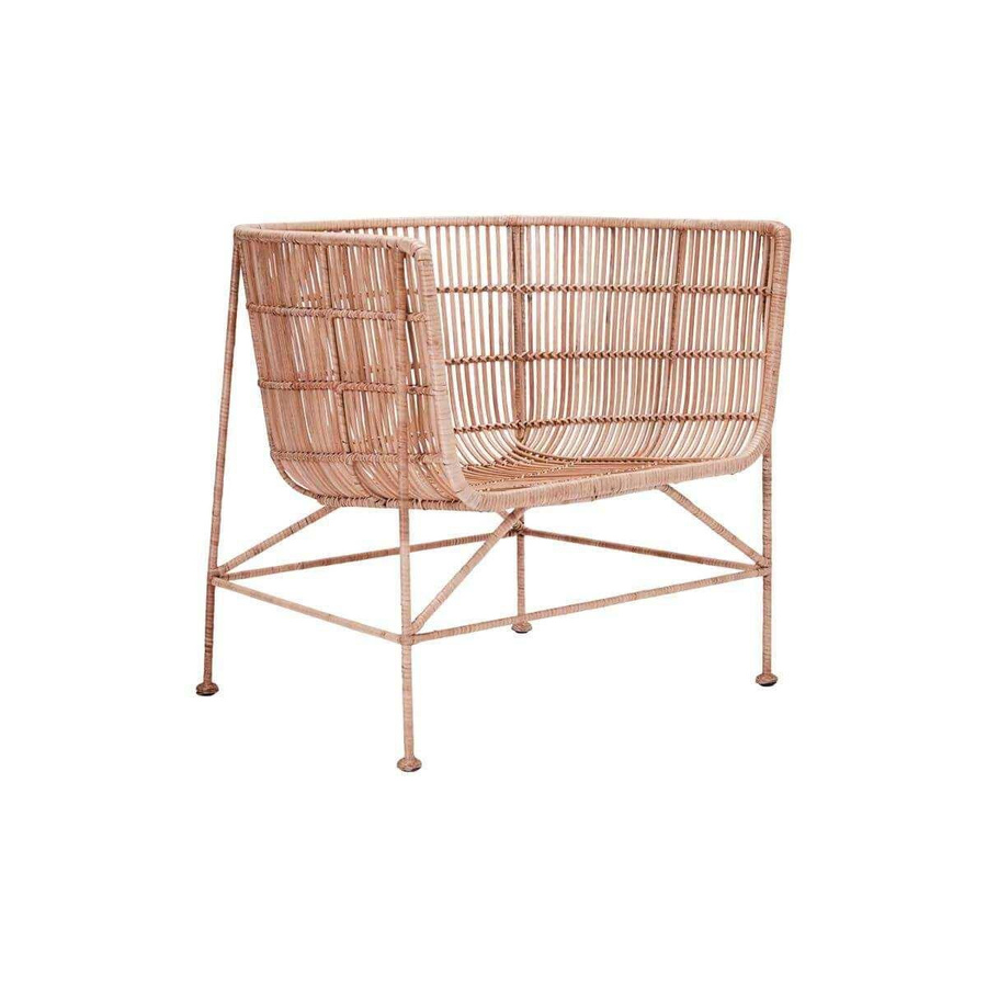 House Doctor Stuhl Cuun in Natur mit Rattan und Eisengestell, Höhe: 70 cm - Bild 1